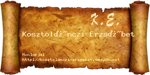 Kosztolánczi Erzsébet névjegykártya